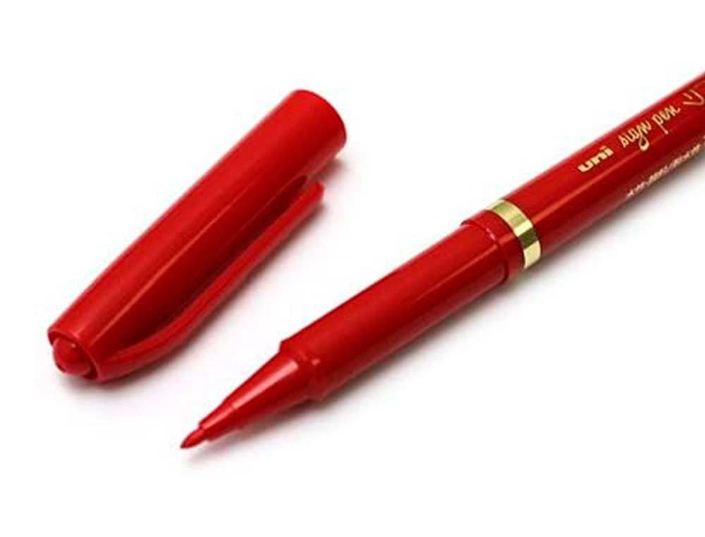 FEUTRE UNIBALL SIGN PEN ENCRE SUPER INK COUVRANTE POINTE    FEUTRE NYLON OGIVE LARGEUR    TRACE 1MM COLORIS ROUGE