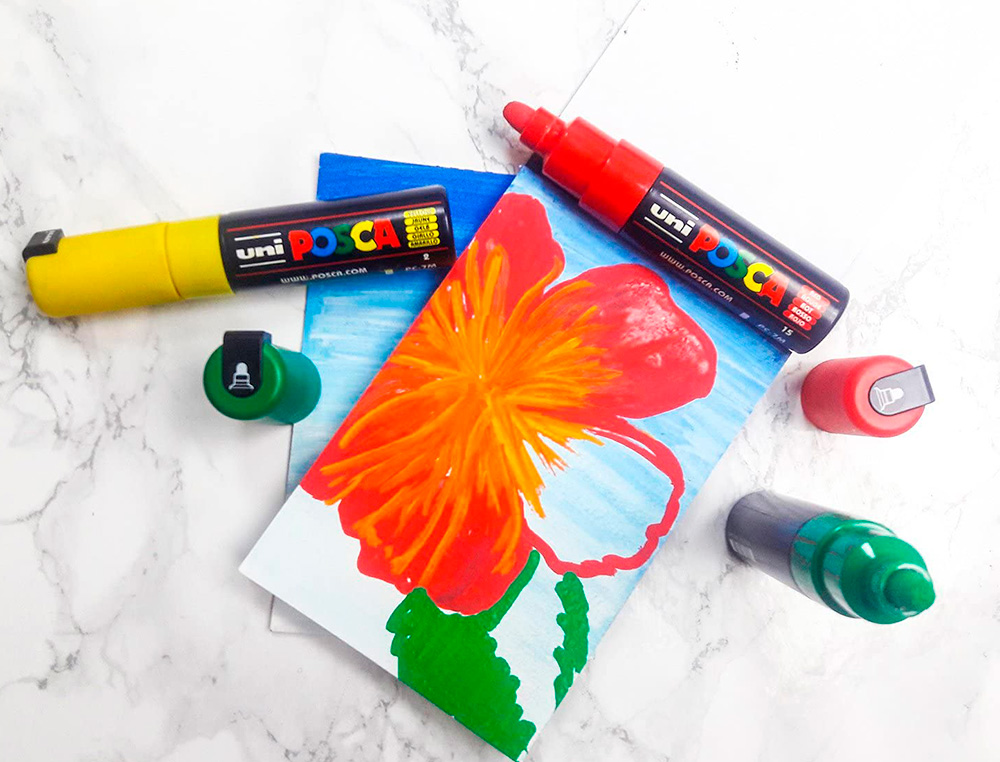MARQUEUR PEINTURE POSCA PC7M POINTE LARGE CONIQUE ENCRE INODORE COUVRANTE MISCIBLE TOUS SUPPORTS COLORIS VERT