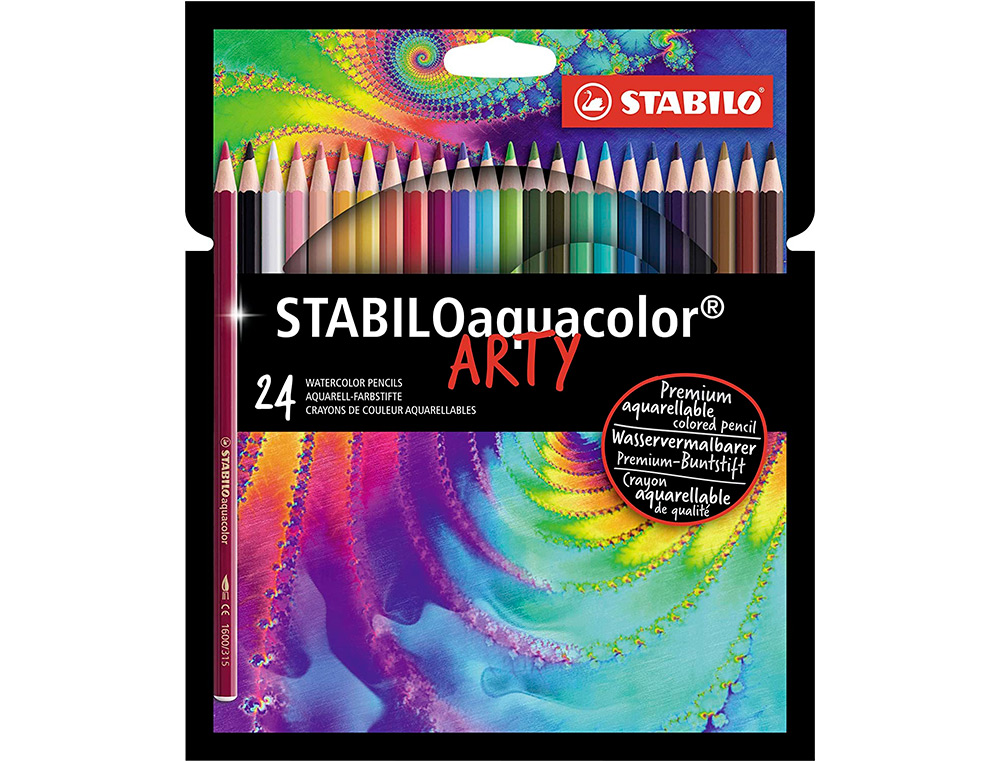 CRAYON DE COULEUR STABILO AQUACOLOR ARTY AQUARELLABLE   MINE SOLIDE 2,8MM ETUI CARTON 24 UNITES