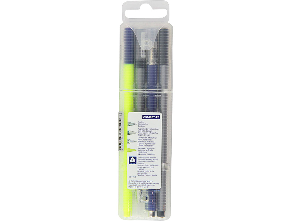 ETUI STAEDTLER TRIPLUS MULTI SET 4 UNITES 1 FEUTRE         FINELINER NOIR 1 STYLO-BILLE  BLEU 1 PORTE-MINE 1
