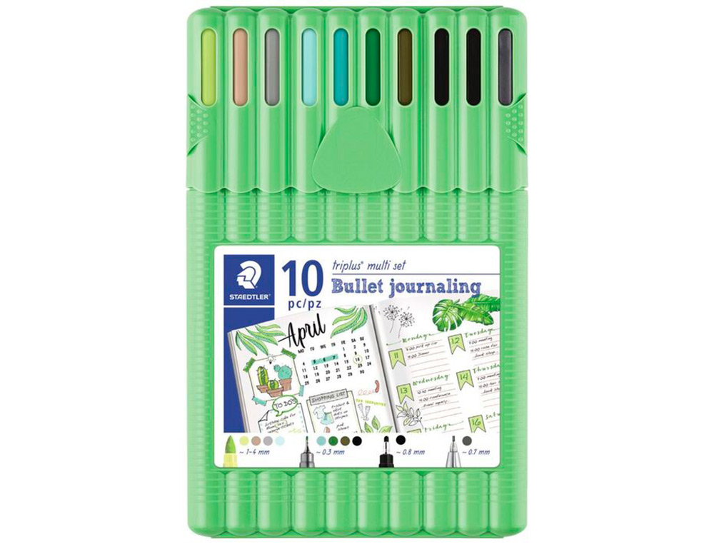ETUI STAEDTLER TRIPLUS MULTI SET 10 UNITES 4 FEUTRES       FINELINER ASSORTIS 1          BROADLINER NOIR 4 SURLIGNEURS