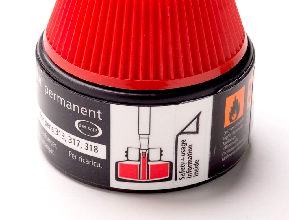 RECHARGE FEUTRE PERMANENT STAEDTLER LUMOCOLOR 487 17    POUR FEUTRES 313/314/317/318  FLACON 15ML COLORIS ROUGE