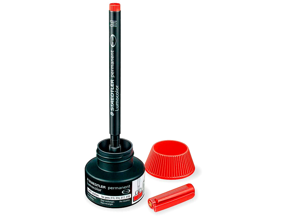 RECHARGE FEUTRE PERMANENT STAEDTLER LUMOCOLOR 487 17    POUR FEUTRES 313/314/317/318  FLACON 15ML COLORIS ROUGE