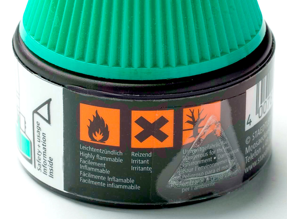 RECHARGE FEUTRE PERMANENT STAEDTLER LUMOCOLOR 487 17 POUR FEUTRES 313/314/317/318 FLACON 15ML COLORIS VERT