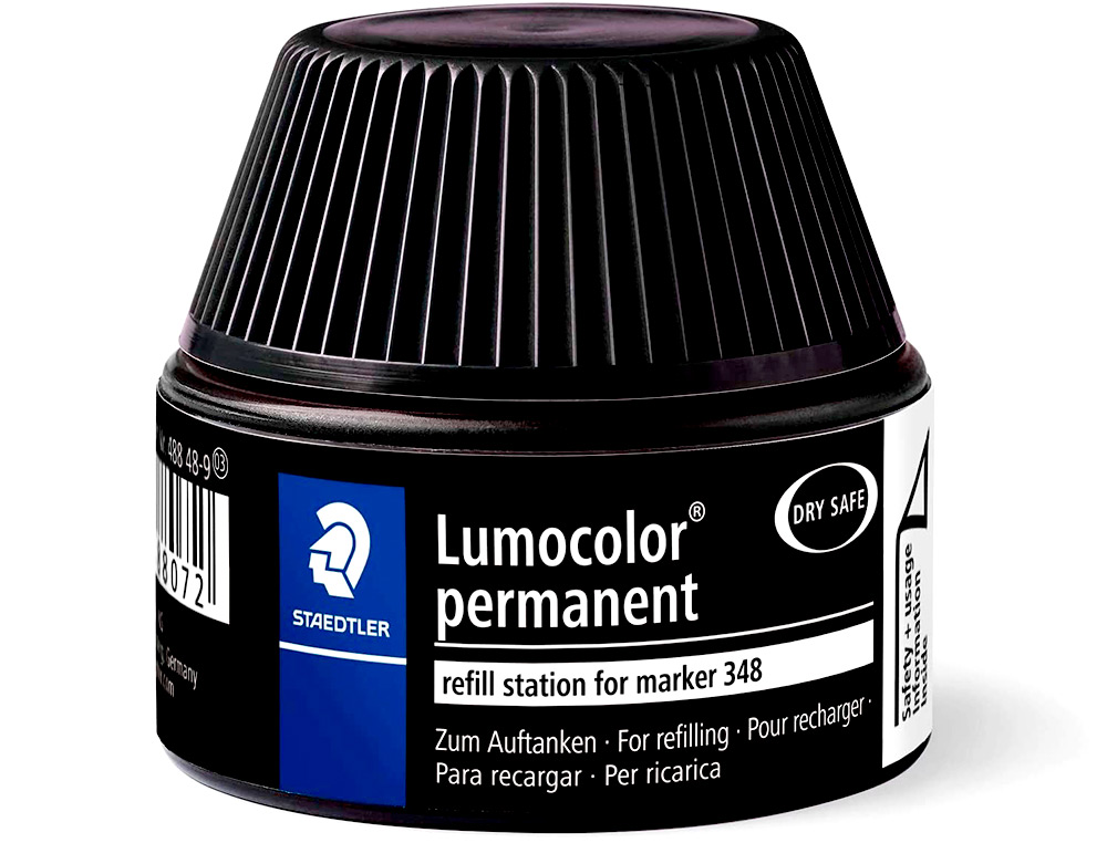 RECHARGE MARQUEUR PERMANENT STAEDTLER LUMOCOLOR 488 48    POUR MARQUEURS COMPACTS 348   FLACON 20ML COLORIS NOIR