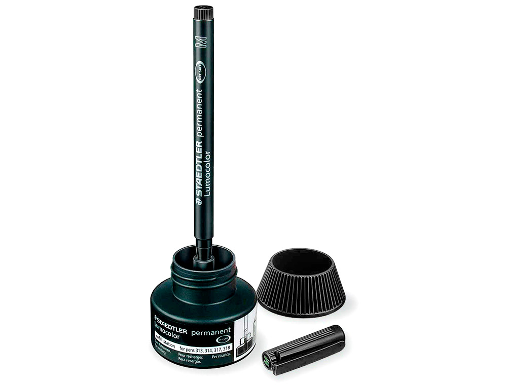RECHARGE MARQUEUR PERMANENT STAEDTLER LUMOCOLOR 488 48    POUR MARQUEURS COMPACTS 348   FLACON 20ML COLORIS NOIR