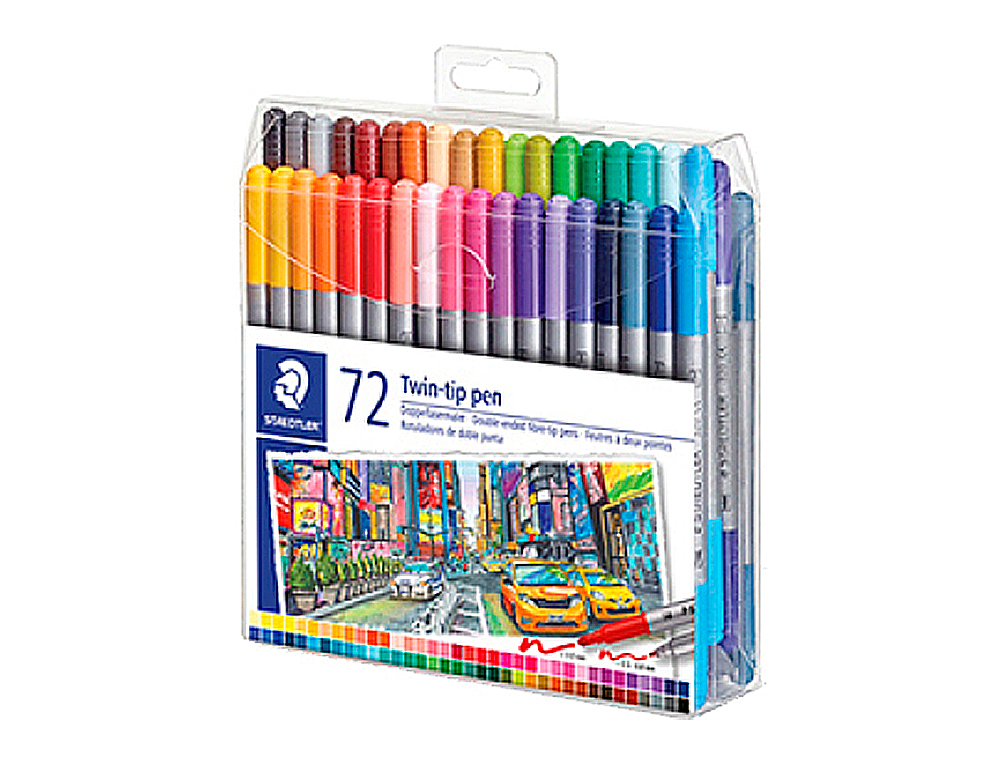 ETUI DE 72 FEUTRES DE COLORIAGE STAEDTLER 3200 DESIGN JOURNEY DOUBLE POINTE 3,0MM/0,5-0,8MM ASSORTIS