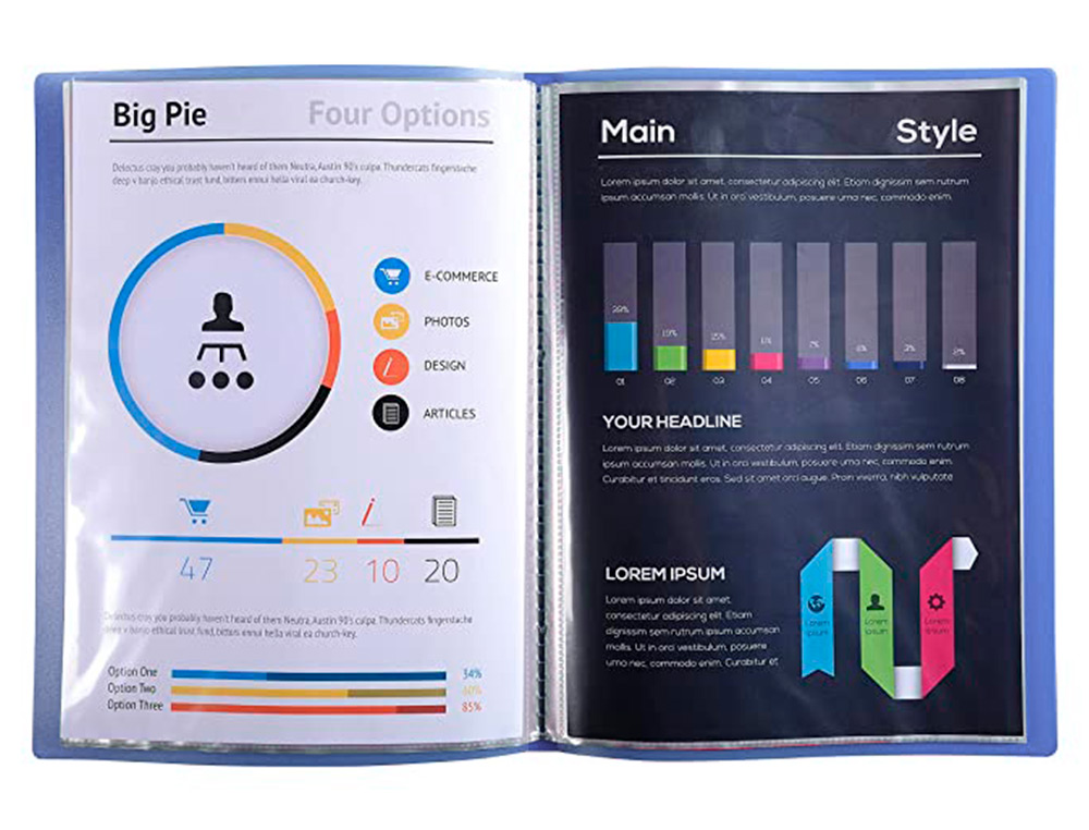 PROTEGE-DOCUMENTS EXACOMPTA CHROMALINE A4 POLYPROPYLENE   SEMI RIGIDE COUVERTURE SOUPLE 30 POCHETTES 60 VUES ASSORTIS