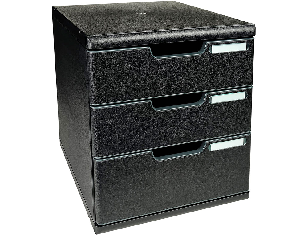 MODULE CLASSEMENT EXACOMPTA MODULO ECOBLACK 3 TIROIRS A4+ 350X288X320MM COLORIS NOIR