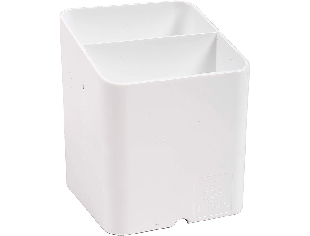 POT A CRAYONS EXACOMPTA PEN-CUBE 2 COMPARTIMENTS      PASSE-CABLE 74X74X93MM        COLORIS BLANC