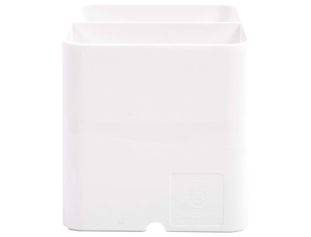 POT A CRAYONS EXACOMPTA PEN-CUBE 2 COMPARTIMENTS      PASSE-CABLE 74X74X93MM        COLORIS BLANC
