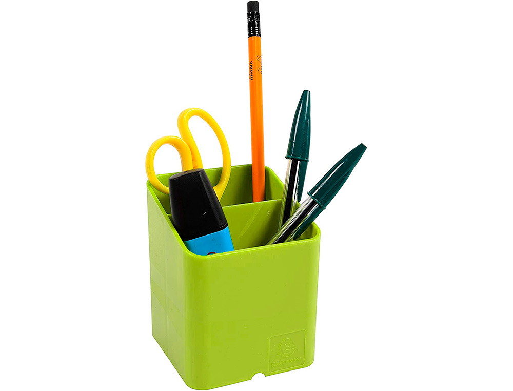 POT A CRAYONS EXACOMPTA PEN-CUBE IDERAMA 2            COMPARTIMENTS PASSE-CABLE     74X74X93MM COLORIS VERT ANIS