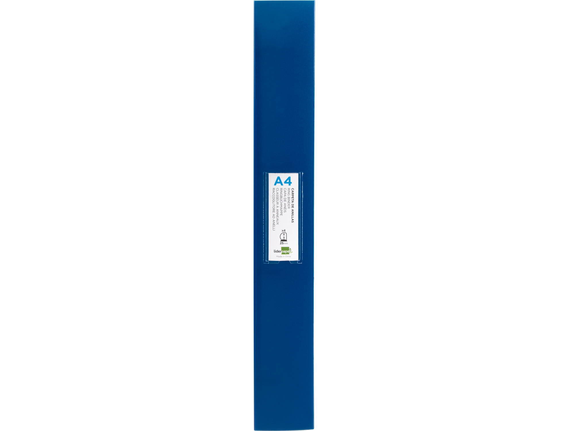 CLASSEUR LIDERPAPEL 4 ANNEAUX 40MM A4 POLYPROPYLENE DOS 55MM PORTE-CARTES DE VISITE COLORIS BLEU TRANSLUCIDE