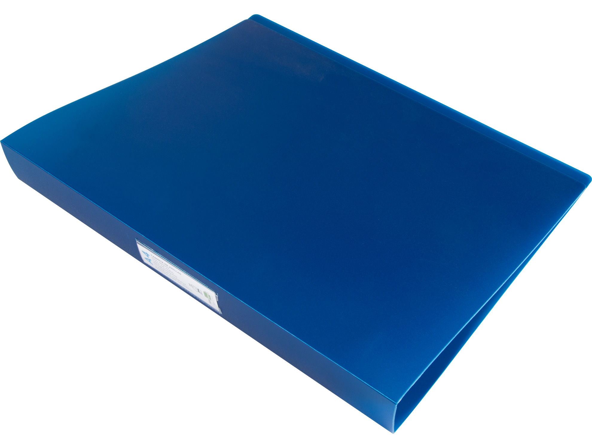 CLASSEUR LIDERPAPEL 4 ANNEAUX 40MM A4 POLYPROPYLENE DOS 55MM PORTE-CARTES DE VISITE COLORIS BLEU TRANSLUCIDE