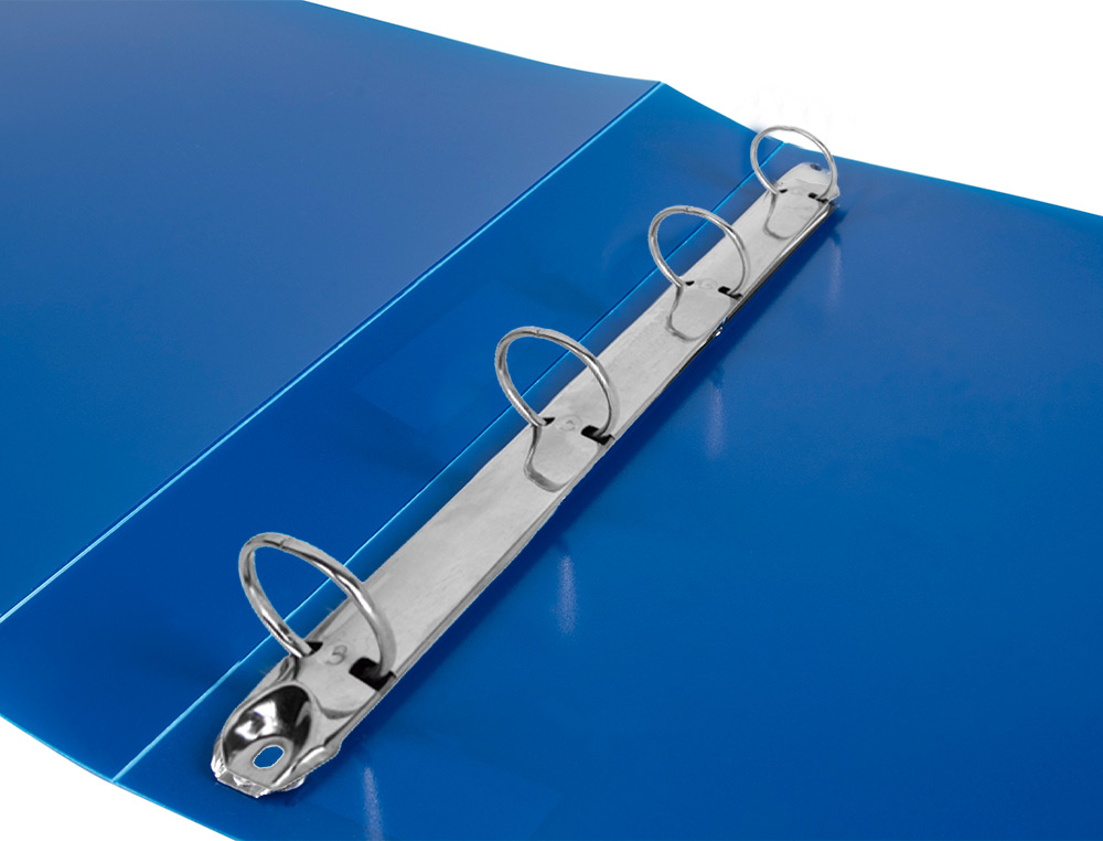 CLASSEUR LIDERPAPEL 4 ANNEAUX 40MM A4 POLYPROPYLENE DOS 55MM PORTE-CARTES DE VISITE COLORIS BLEU TRANSLUCIDE