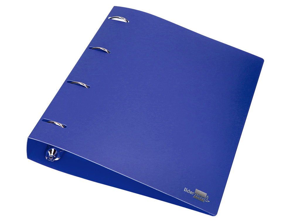 CLASSEUR LIDERPAPEL 4 ANNEAUX 40MM A4 POLYPROPYLENE DOS 55MM PORTE-CARTES DE VISITE COLORIS BLEU TRANSLUCIDE