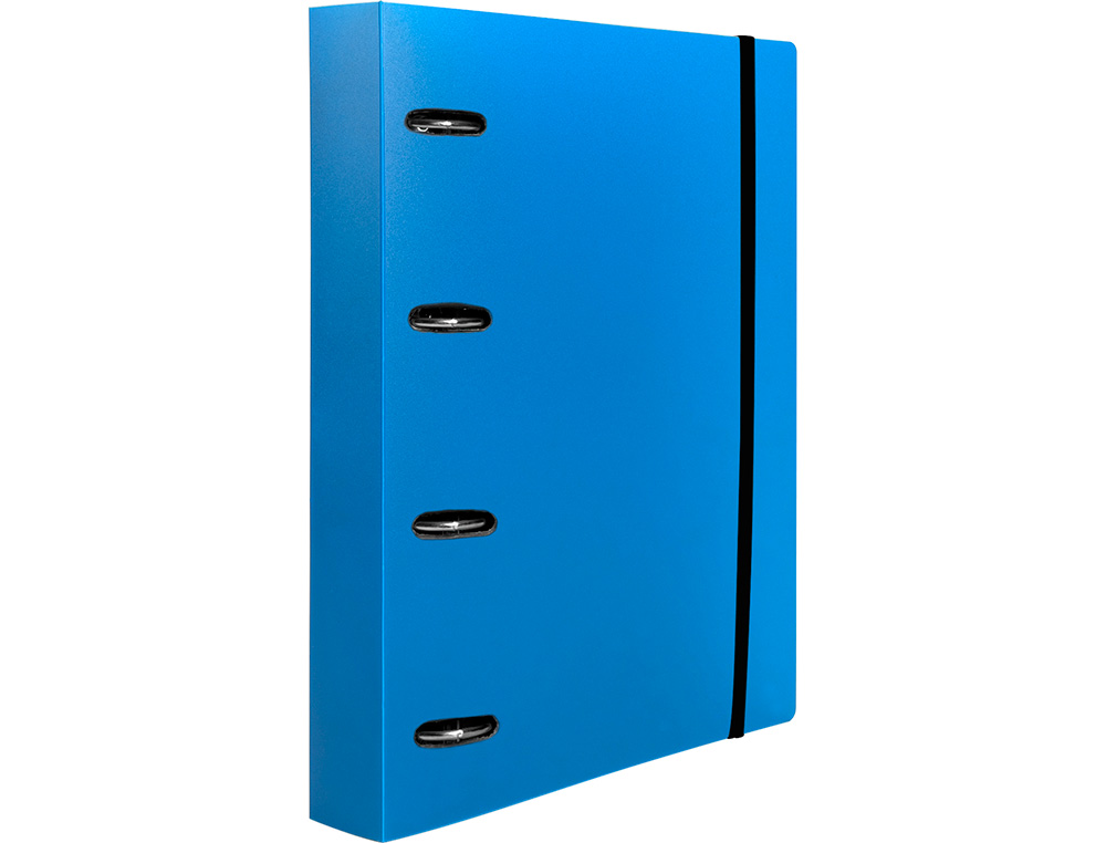 CLASSEUR LIDERPAPEL 4 ANNEAUX EN D 25MM A4 POLYPROPYLENE    FEUILLETS MOBILES 100F 5X5MM  COLORIS BLEU TRANSLUCIDE