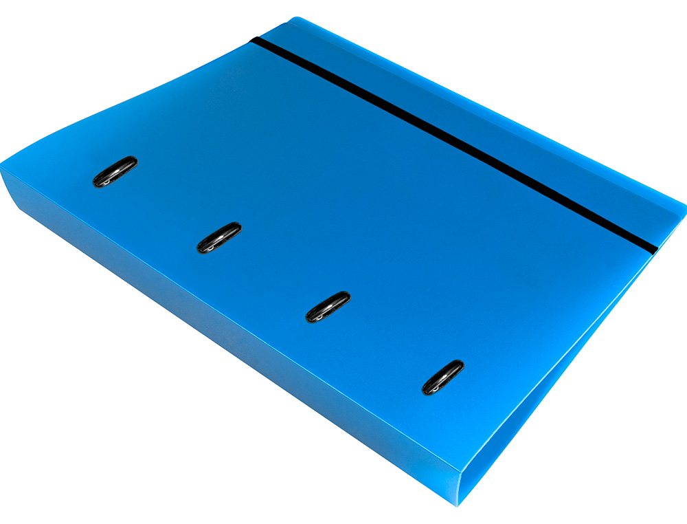 CLASSEUR LIDERPAPEL 4 ANNEAUX EN D 25MM A4 POLYPROPYLENE    FEUILLETS MOBILES 100F 5X5MM  COLORIS BLEU TRANSLUCIDE