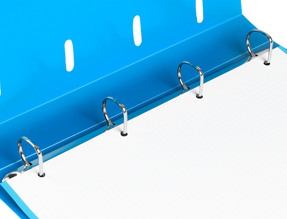 CLASSEUR LIDERPAPEL 4 ANNEAUX EN D 25MM A4 POLYPROPYLENE    FEUILLETS MOBILES 100F 5X5MM  COLORIS BLEU TRANSLUCIDE