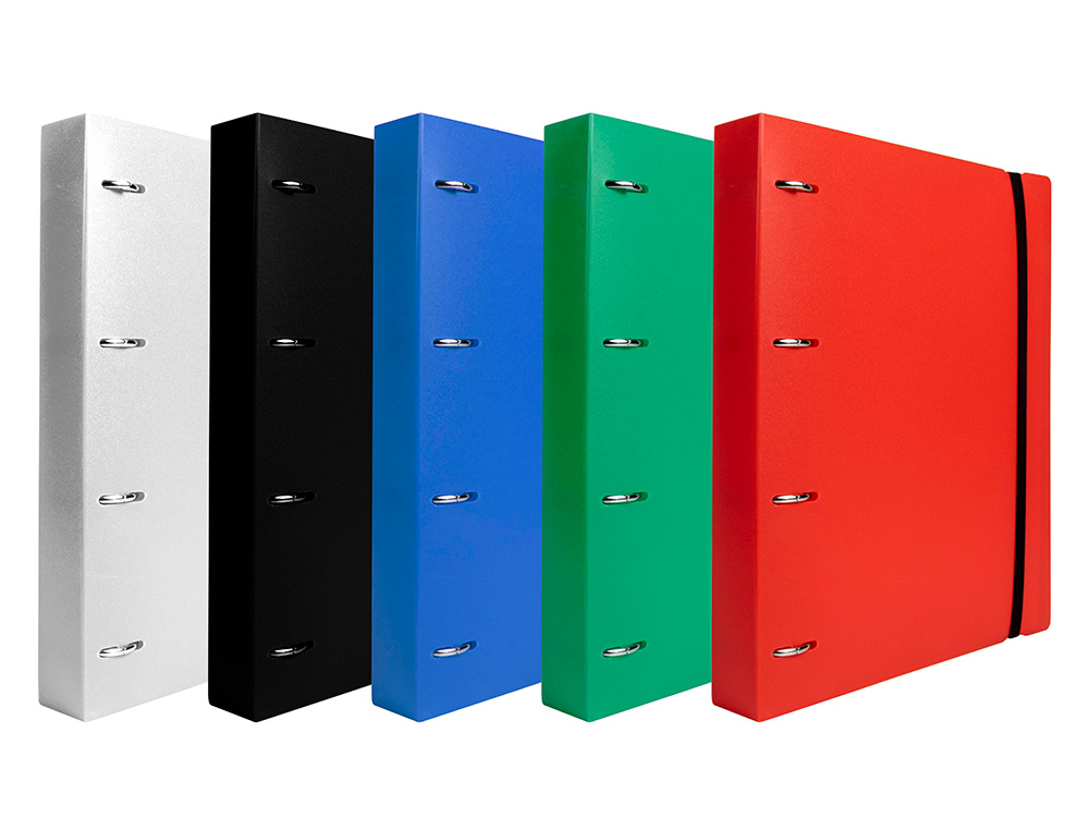 CLASSEUR LIDERPAPEL 4 ANNEAUX EN D 25MM A4 POLYPROPYLENE    FEUILLETS MOBILES 100F 5X5MM  COLORIS BLEU TRANSLUCIDE