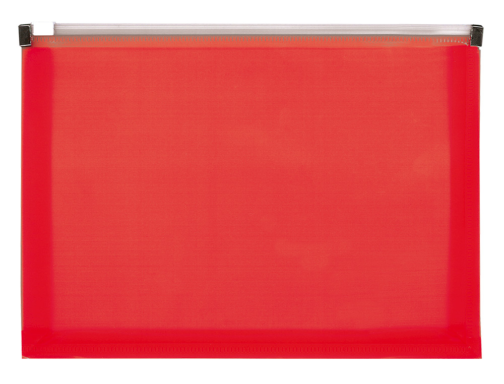 POCHETTE ENVELOPPE LIDERPAPEL POLYPROPYLNE 180 MICRONS A4  210X297MM FERMETURE CLAIR    ROUGE TRANSLUCIDE