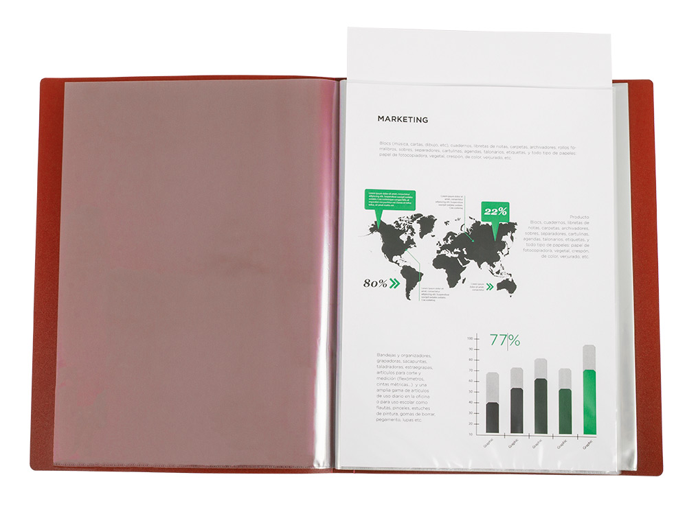 PROTEGE-DOCUMENTS LIDERPAPEL PERSONNALISABLE KANGOUROU     POLYPROPYLENE 60 POCHETTES    FIXES A4 COLORIS ROUGE