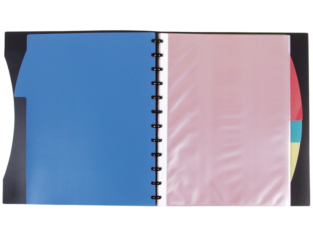 PROTEGE-DOCUMENTS LIDERPAPEL PERSONNALISABLE KANGOUROU 40  POCHETTES AMOVIBLES 5         INTERCALAIRES A4 COLORIS NOIR