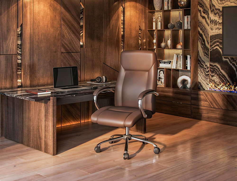 FAUTEUIL DE DIRECTION Q-CONNECT VERONA SIMILI CUIR BASE ACIER CHROME HAUTEUR MAX 1210MM LARGEUR 650MM PROF 730MM MARRON