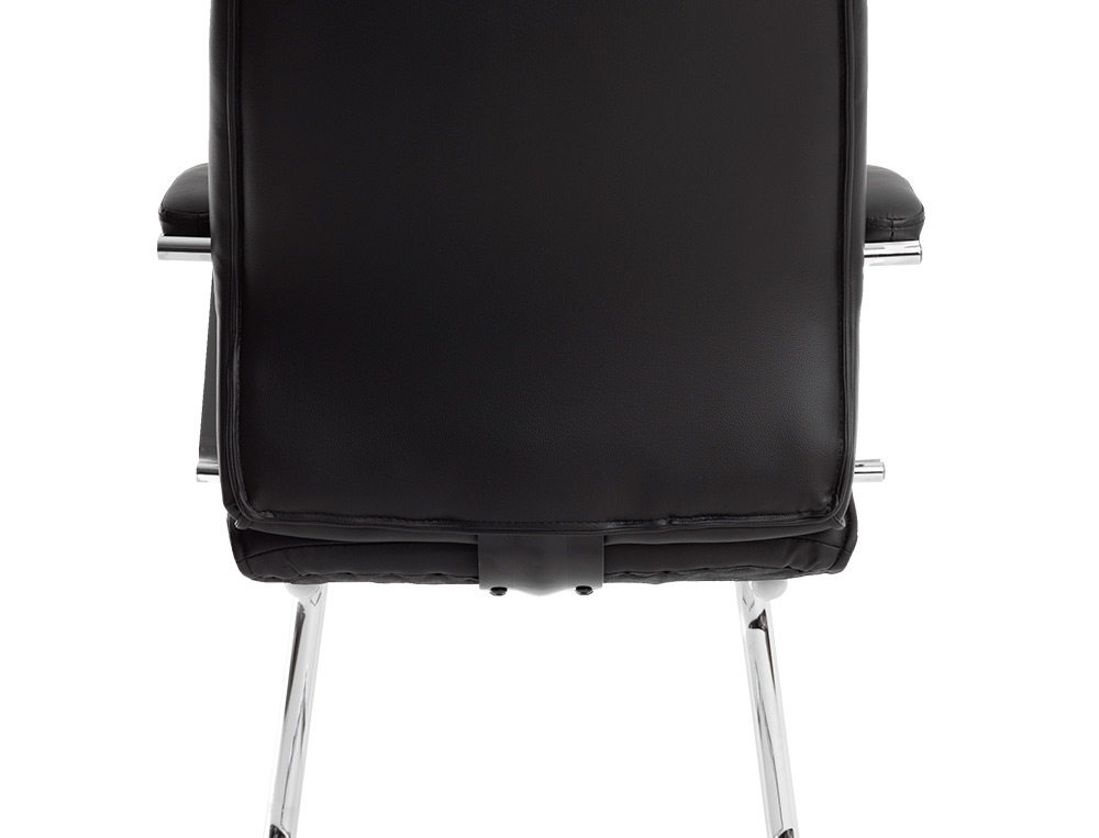 SIEGE VISITEUR Q-CONNECT MODENA SIMILI CUIR PIEDS METAL CHROME HAUTEUR 1050MM LARGEUR 630MM PROF 650MM COLORIS NOIR