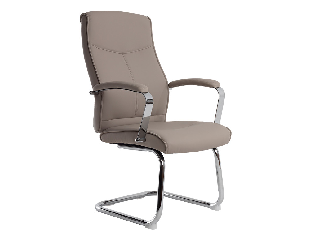 SIEGE VISITEUR Q-CONNECT MODENA SIMILI CUIR PIEDS METAL CHROME HAUTEUR 1050MM LARGEUR 630MM PROF 650MM COLORIS GRIS