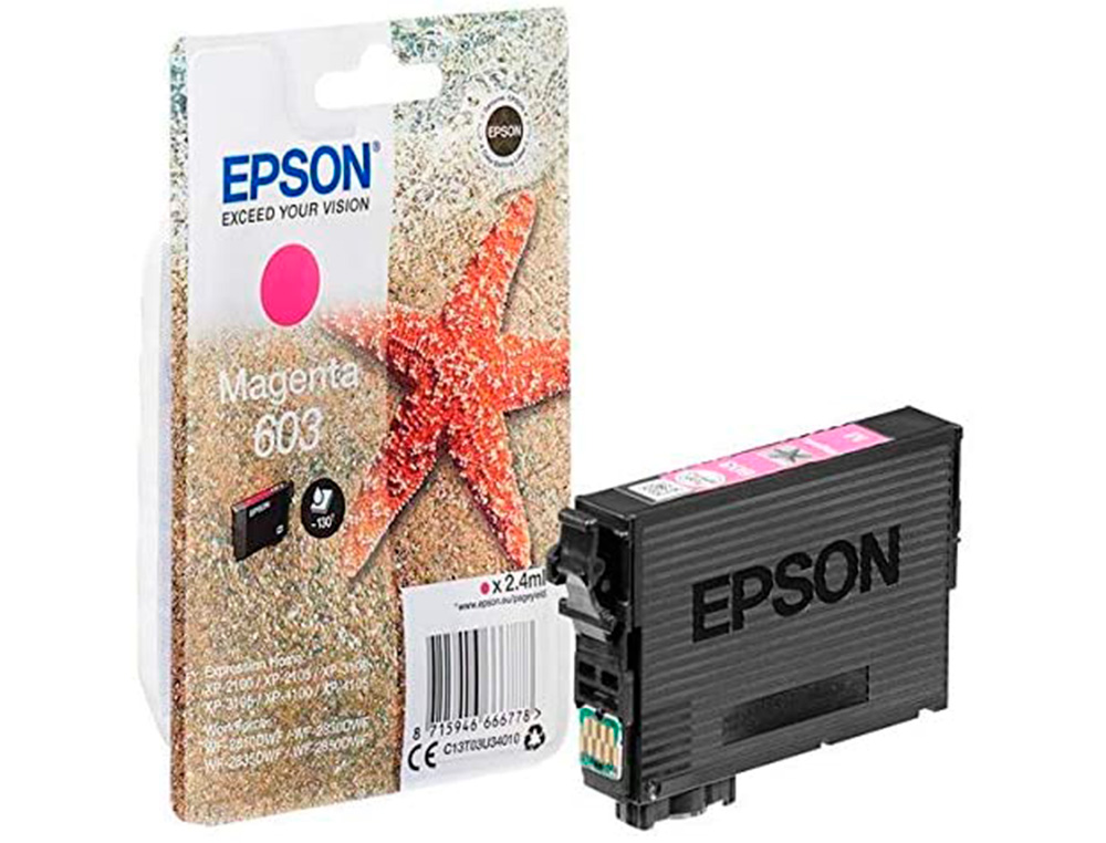 CARTOUCHE ENCRE EPSON  603 XP-2100 / 3100 / 4100 /       WF-2810 / 2830 / 2835 / 2850  COULEUR MAGENTA 130 PAGES