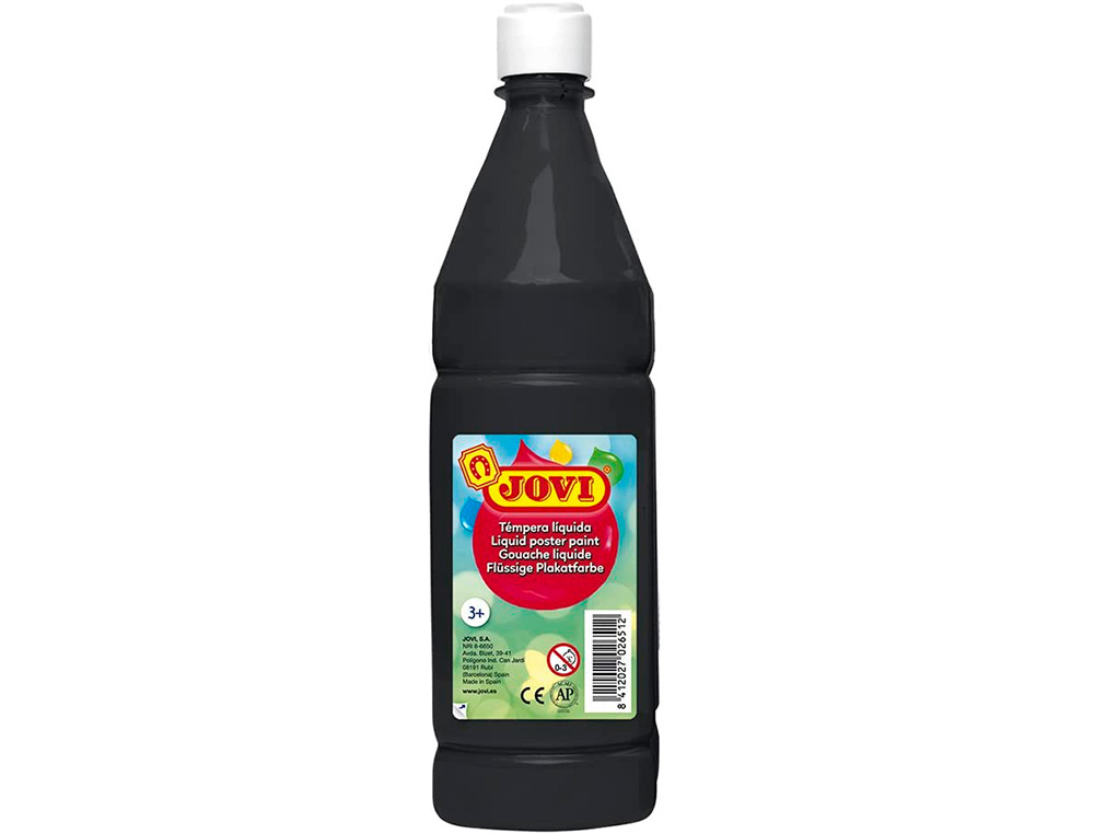 GOUACHE LIQUIDE JOVI BASIC TOUT SUPPORT PAPIER CARTON    BOIS TISSU PATE A MODELER 1L  COLORIS NOIR