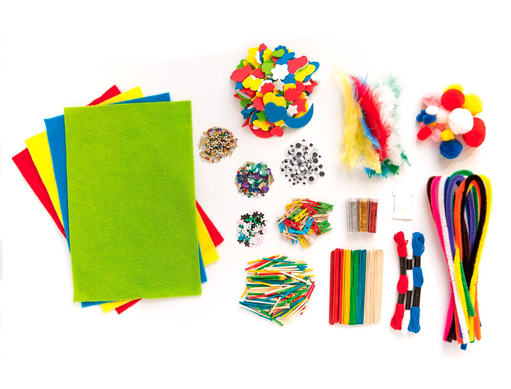 BOITE CREATIVE MIXTE FOLIA YEUX MOBILES FEUTRINES        MOUSSES POMPONS PERLES        COLORIS ASSORTIS PLUS DE 1300
