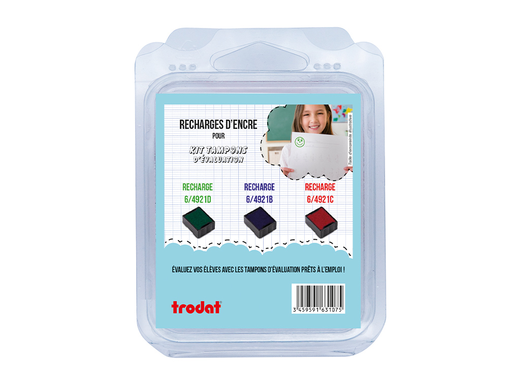 RECHARGE CASSETTE ENCRAGE TRODAT POUR TAMPON SMILEY     PRINTY 4921 COLORIS VERT      ROUGE BLEU LOT 3U
