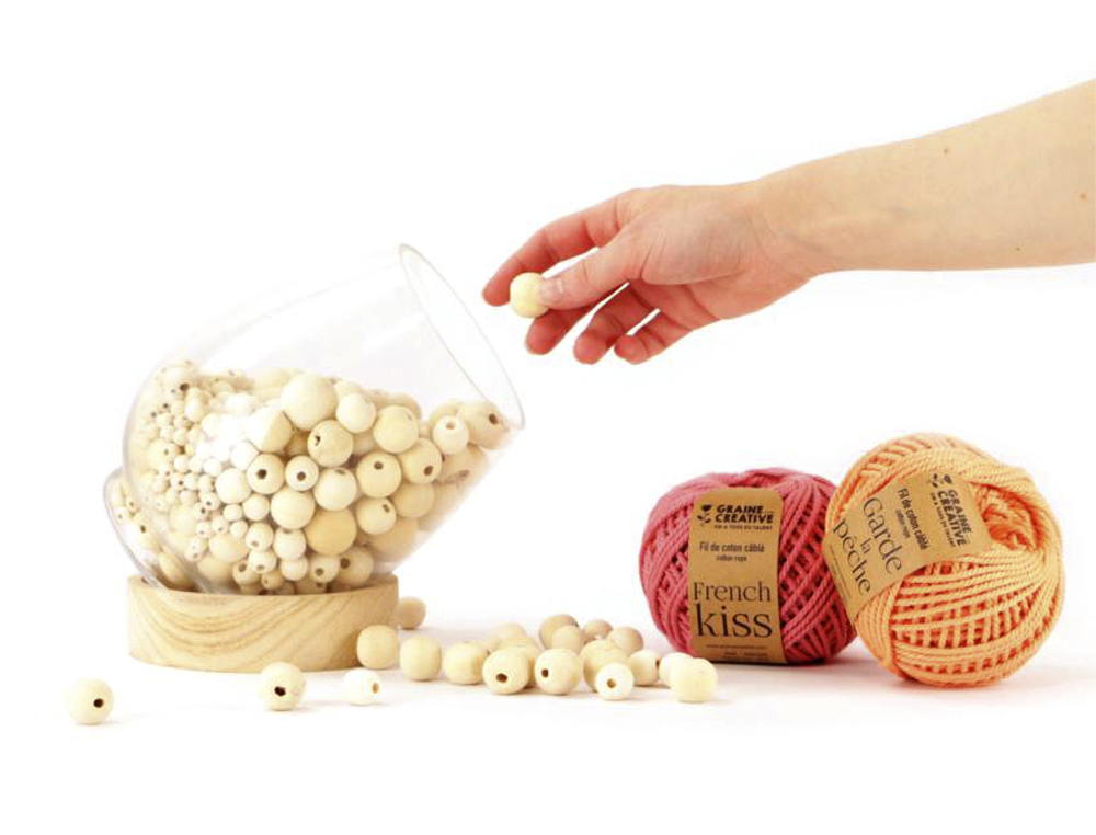 PERLES EN BOIS GRAINE CREATIVE DIAMETRE 15MM SACHET 40 PIECES
