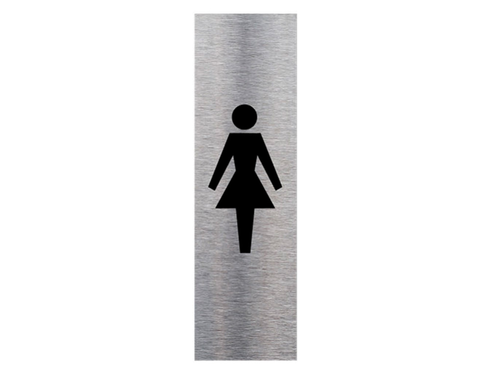 PLAQUE DE PORTE TOILETTES FEMME SIGNALETIQUE BIZ        PICTOGRAMME VERTICAL          ALUMINIUM BROSSE AUTOCOLLANT