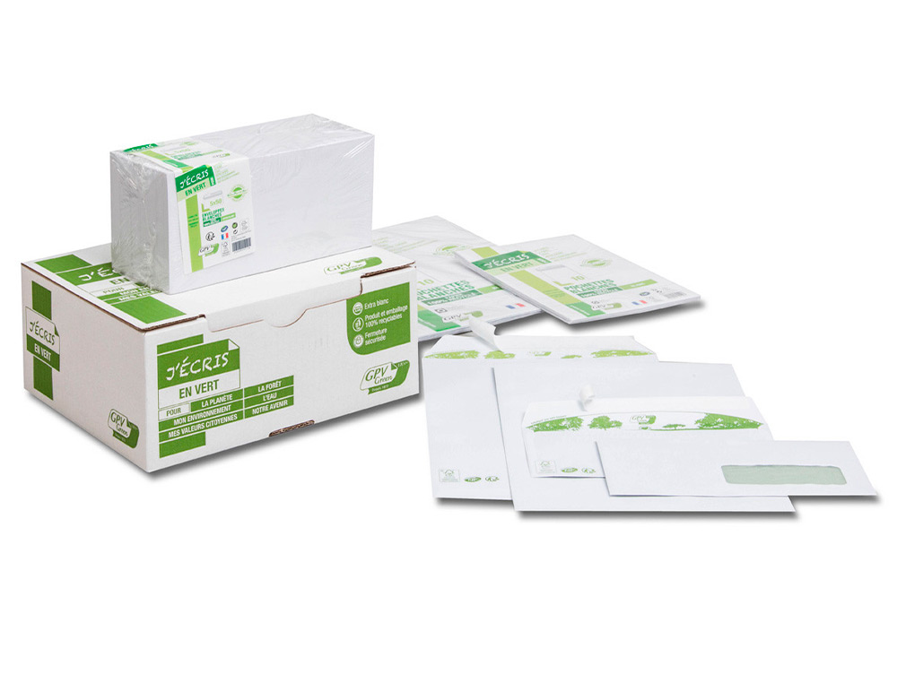ENVELOPPE  GPV C5 BANDE DE PROTECTION 80G RECYCLES       162X229 BLANCHE BOITE DE 200