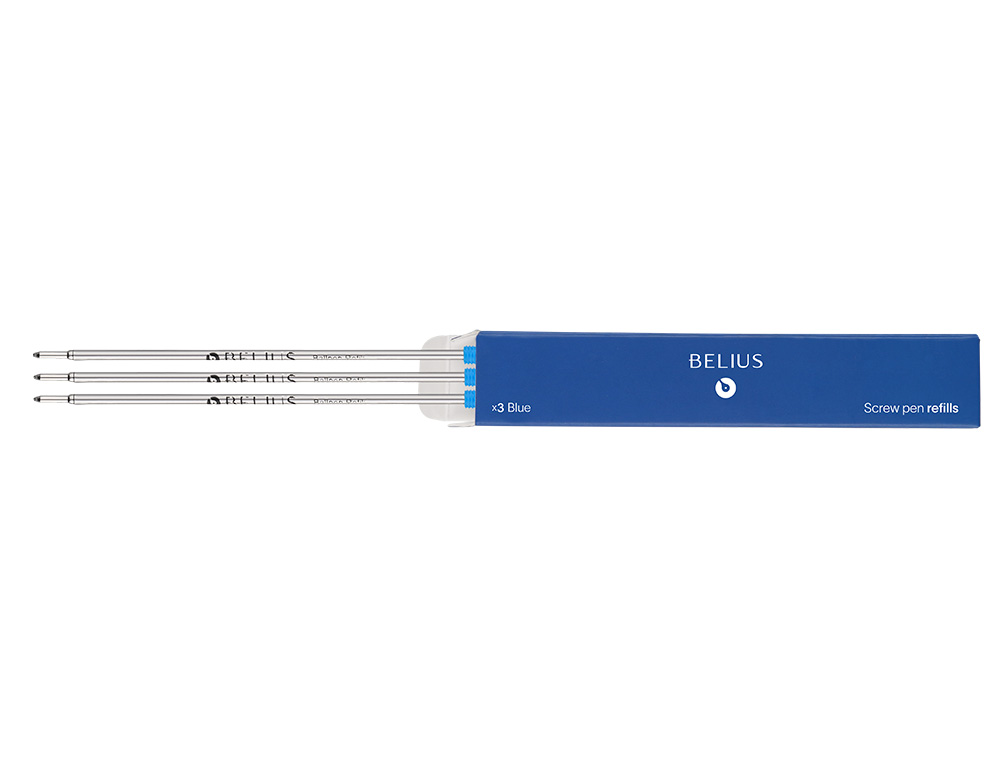 RECHARGE STYLO-BILLE BELIUS ENCRE COLORIS BLEUE BOITE 3 UNITES
