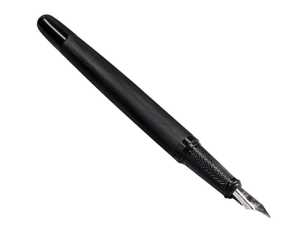 STYLO-PLUME ET FLACON D'ENCRE BELIUS ORIGEN ALUMINIUM       BROSSE ENCRE NOIRE COLORIS    NOIR DANS COFFRET CADEAU