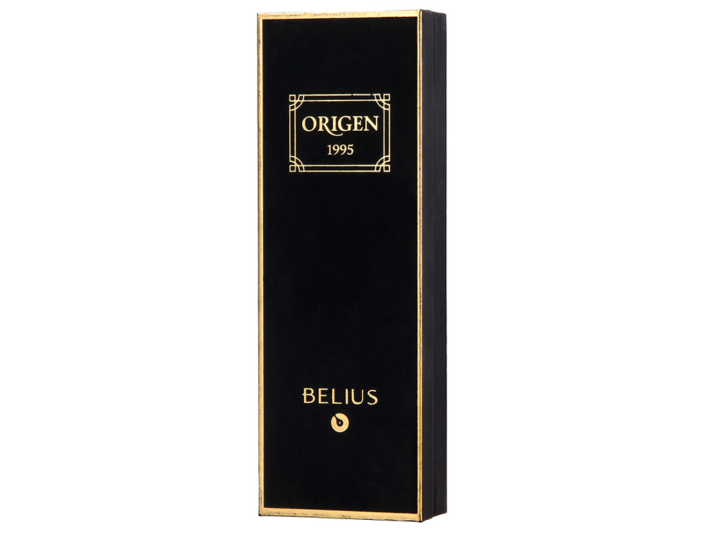 STYLO-BILLE BELIUS ORIGEN ALUMINIUM BROSSE ENCRE BLEUE  COLORIS NOIR DANS COFFRET     CADEAU
