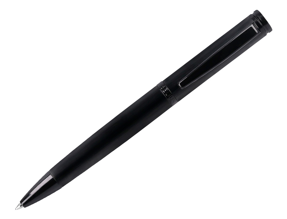 STYLO-BILLE BELIUS ORIGEN ALUMINIUM BROSSE ENCRE BLEUE  COLORIS NOIR DANS COFFRET     CADEAU