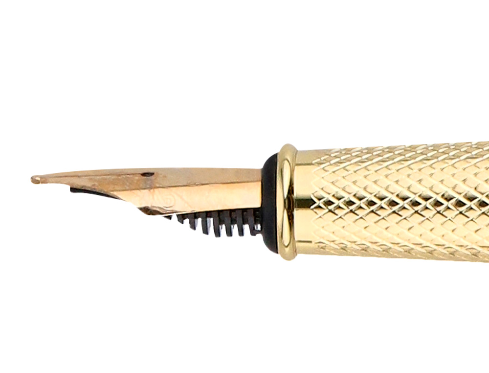 STYLO-PLUME ET ETUI EN SIMILI CUIR BELIUS PASSION ALUMINIUM BROSSE ATTRIBUTS OR ENCRE BLEUE COLORIS NOIR COFFRET CADEAU