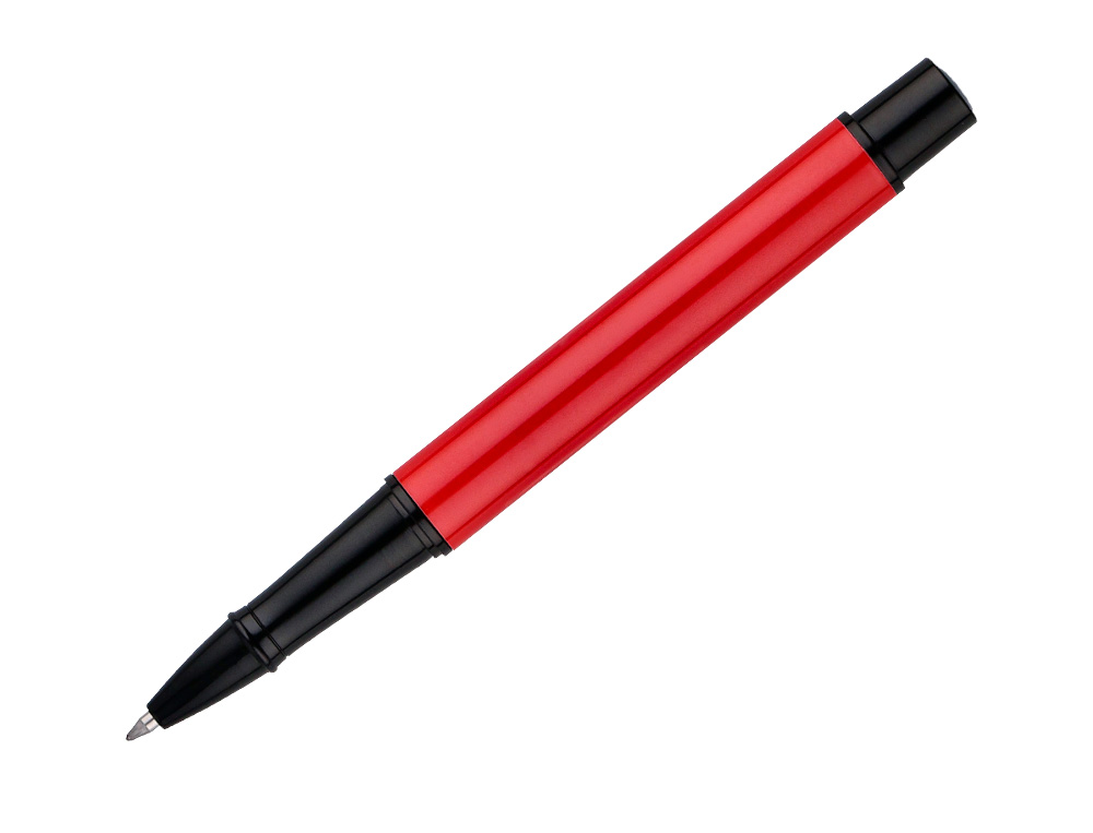 ROLLER BELIUS TURBO ALUMINIUM TEXTURE POINTILLEE ATTRIBUTS NOIR ENCRE BLEUE COLORIS ROUGE DANS COFFRET CADEAU