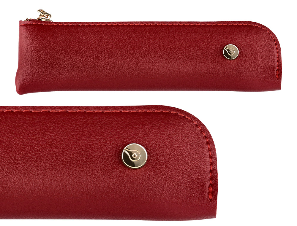 STYLO-PLUME ET ETUI SIMILI CUIR BELIUS SOIREE ALUM. DETAILS ET ATTRIBUTS OR ENCRE BLEUE COLORIS BORDEAUX COFFRET CADEAU