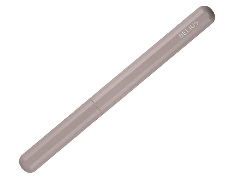 ROLLER ET ETUI EN SIMILI CUIR BELIUS SPACE B MONOCHROME SANS AGRAFE ENCRE BLEUE COLORIS GRIS DANS COFFRET CADEAU