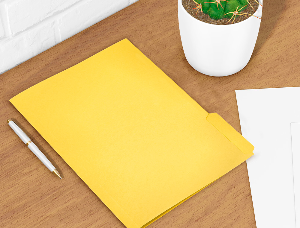 SOUS-CHEMISE LIDERPAPEL PAPIER CARTONNE 240G/M2       DOCUMENT A4 ONGLET INFERIEUR  COLORIS JAUNE