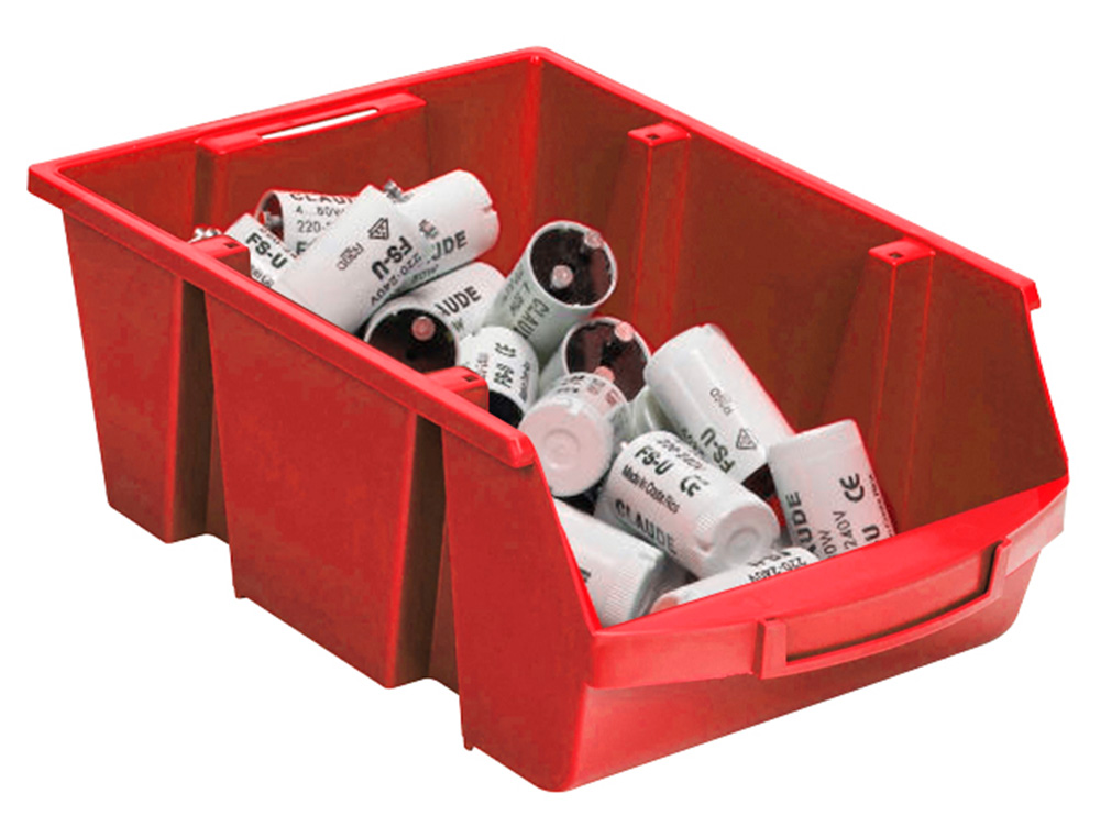 BAC A BEC VISO POLYPROPYLENE EMPILABLE RESISTANT GRANDE    OUVERTURE PORTE-ETIQUETE      33,5X21,5X15CM 10L ROUGE