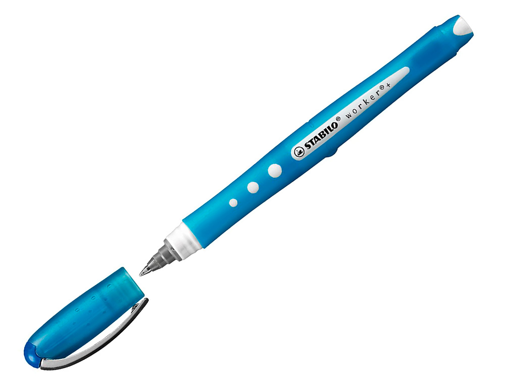ROLLER STABILO WORKER COLORFUL POINTE EN METAL      CORPS PLASTIQUE ENCRE LIQUIDE POCHETTE DE 4U