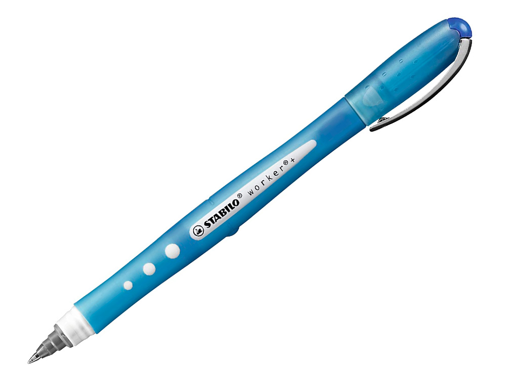 ROLLER STABILO WORKER COLORFUL POINTE EN METAL      CORPS PLASTIQUE ENCRE LIQUIDE POCHETTE DE 4U