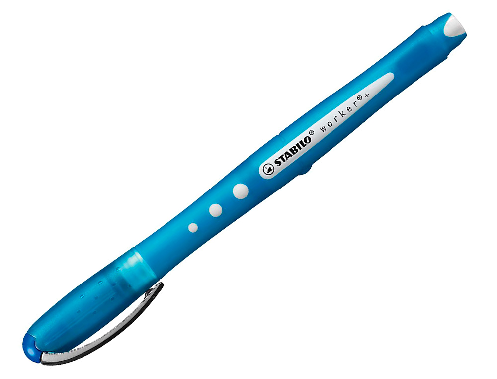 ROLLER STABILO WORKER COLORFUL POINTE EN METAL      CORPS PLASTIQUE ENCRE LIQUIDE POCHETTE DE 4U